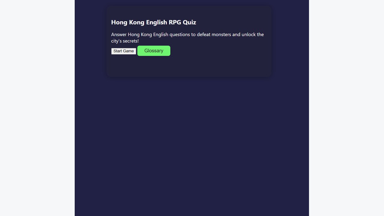 Hong Kong English RPG Quiz start screen